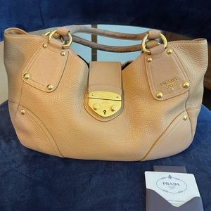 Prada Vitello Daino Shopping Tote in “Sughero”